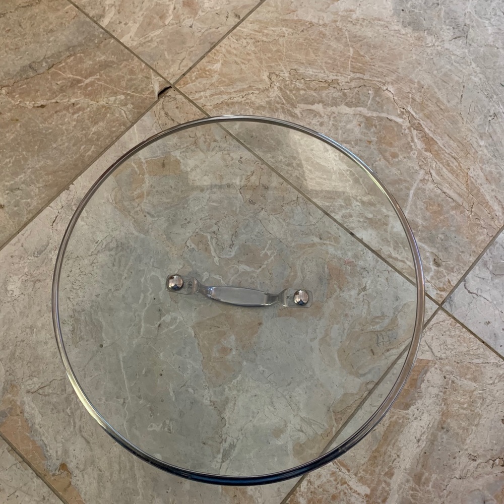 Preowned 10” Large Size Glass Replacement Lid Cover With Silver Handle - Picture 2 of 4